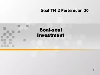 Soal-soal Investment