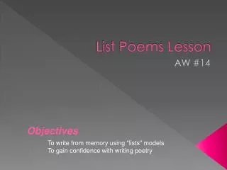 List Poems Lesson