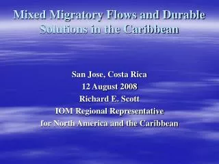 Mixed Migratory Flows and Durable Solutions in the Caribbean