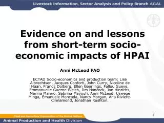 Evidence on and lessons from short-term socio-economic impacts of HPAI