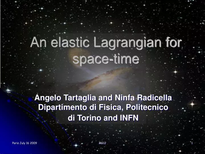 an elastic lagrangian for space time