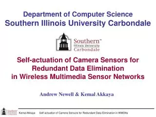 Department of Computer Science Southern Illinois University Carbondale Self-actuation of Camera Sensors for Redundant D