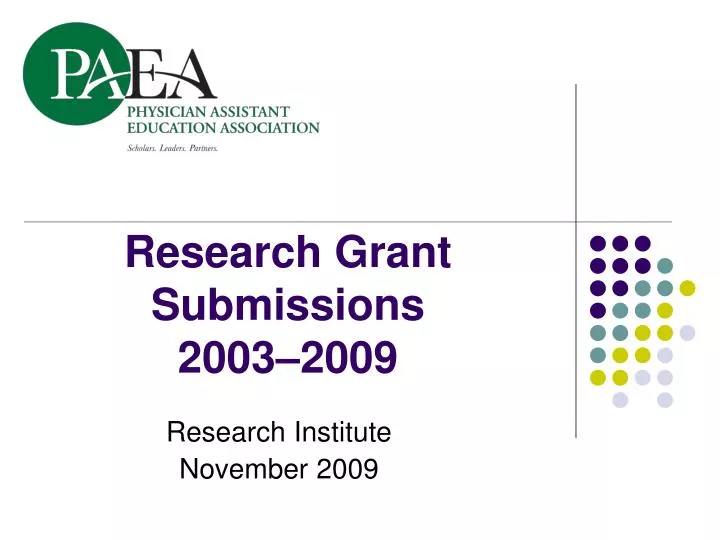 research grant submissions 2003 2009