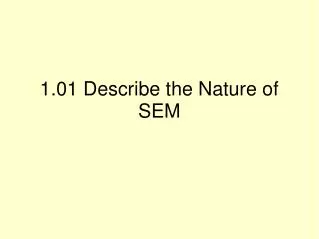 1.01 Describe the Nature of SEM
