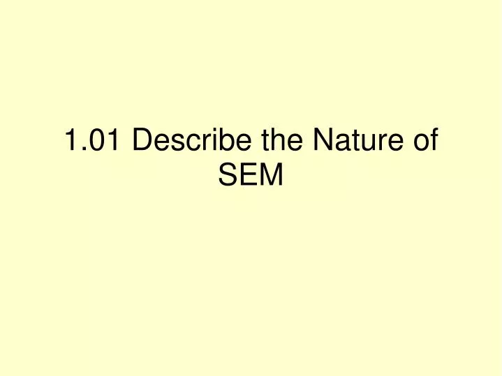 1 01 describe the nature of sem