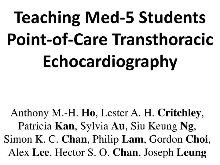 teaching med 5 students point of care transthoracic echocardiography