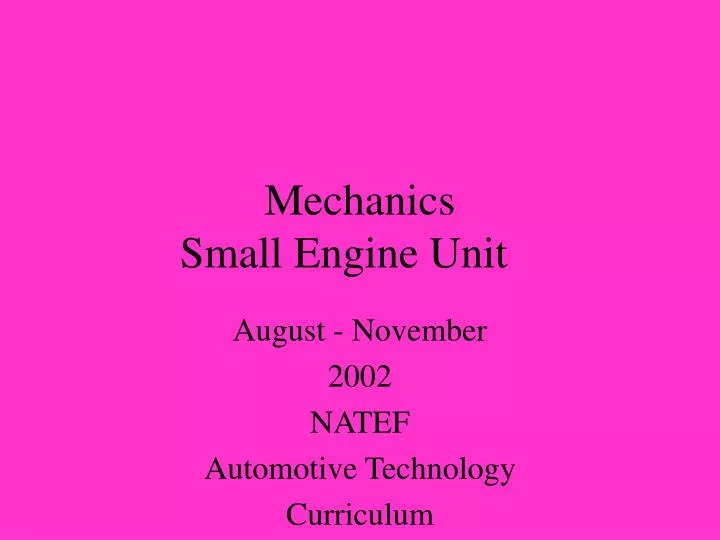 mechanics small engine unit