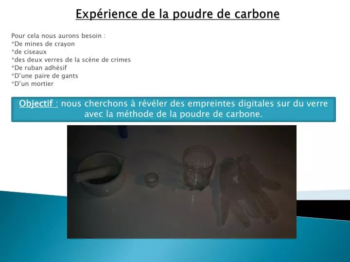 exp rience de la poudre de carbone