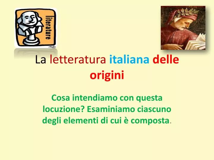 PPT - La letteratura italiana delle origini PowerPoint