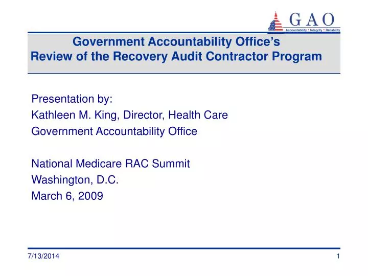 government accountability office s review of the recovery audit contractor program