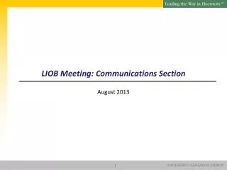 LIOB Meeting: Communications Section