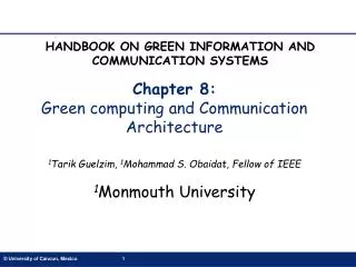 Chapter 8: Green computing and Communication Architecture