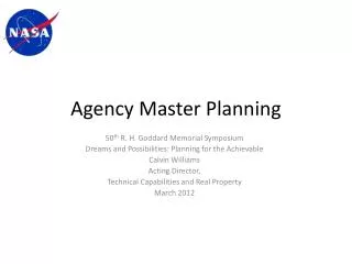 Agency Master Planning