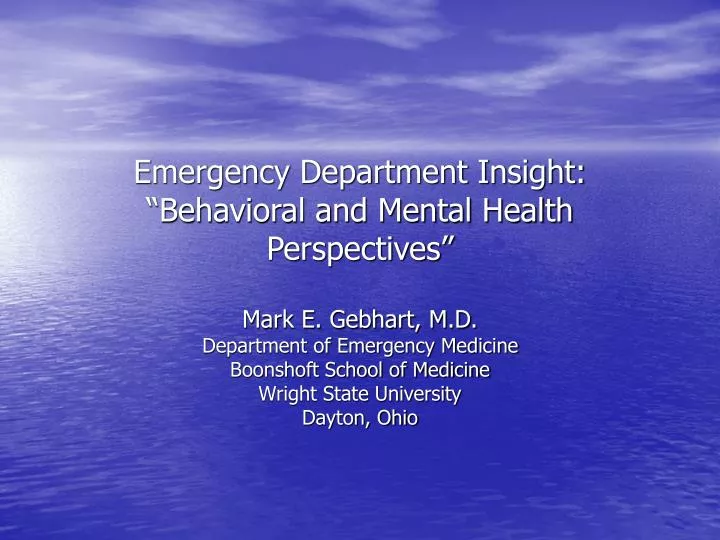 emergency department insight behavioral and mental health perspectives