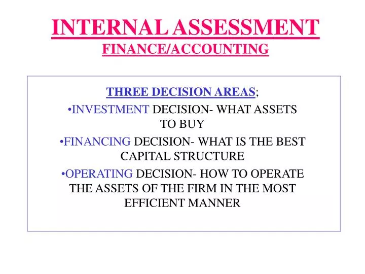 internal assessment finance accounting