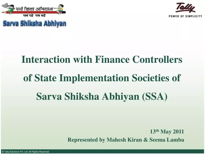 interaction with finance controllers of state implementation societies of sarva shiksha abhiyan ssa