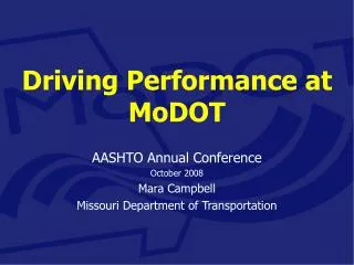 Driving Performance at MoDOT