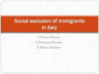 Social exclusion of immigrants in Italy