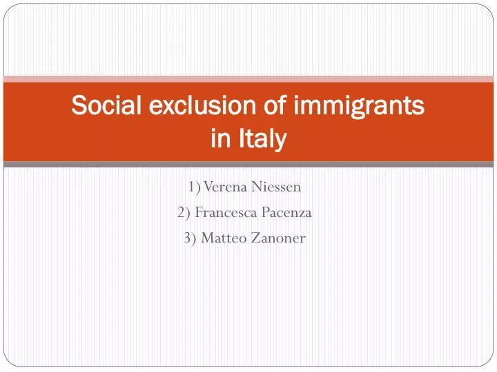 social exclusion of immigrants in italy