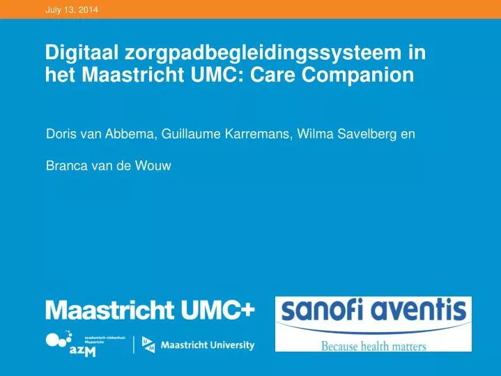 digitaal zorgpadbegleidingssysteem in het maastricht umc care companion