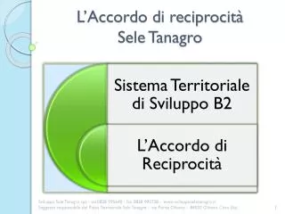 L’Accordo di reciprocità Sele Tanagro