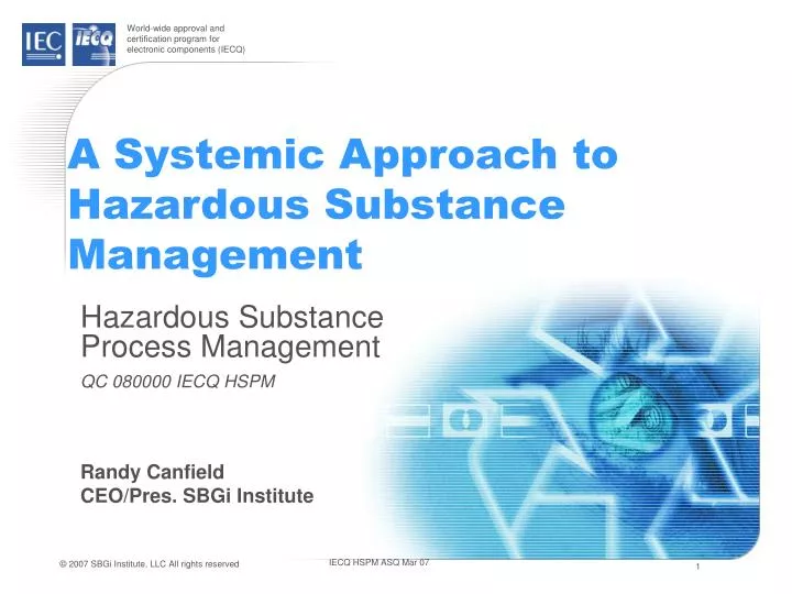 a systemic approach to hazardous substance management