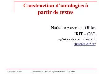 construction d ontologies partir de textes