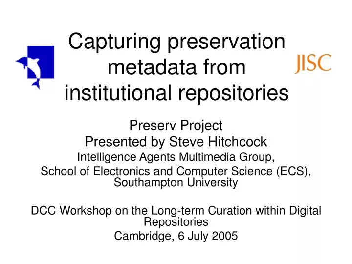 capturing preservation metadata from institutional repositories
