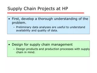 Supply Chain Projects at HP