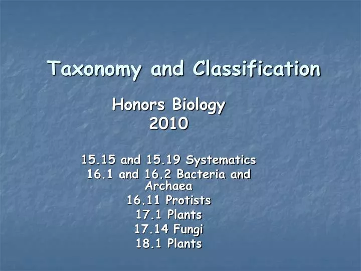 taxonomy and classification
