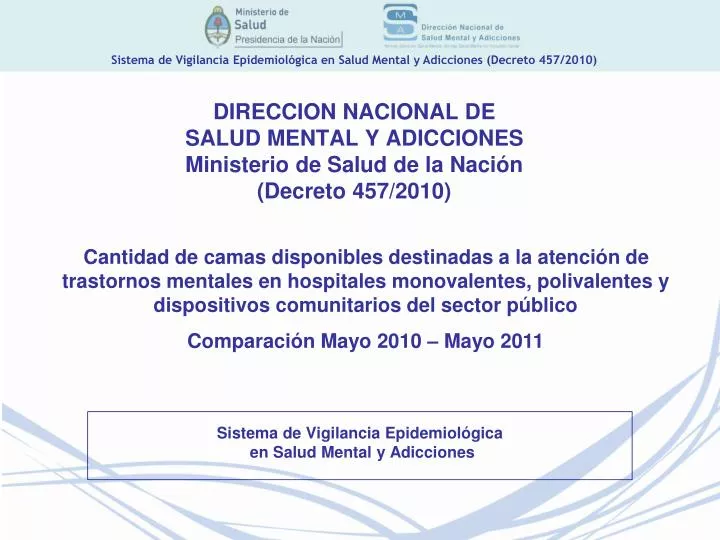direccion nacional de salud mental y adicciones ministerio de salud de la naci n decreto 457 2010
