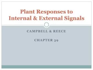 Plant Responses to Internal &amp; External Signals