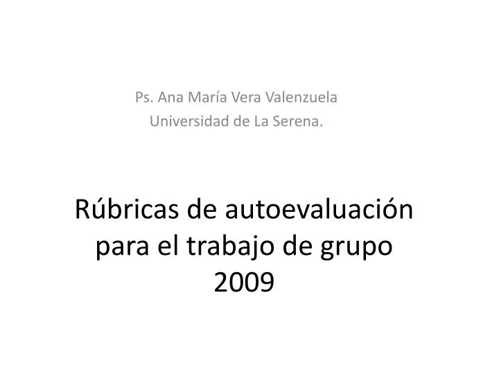 r bricas de autoevaluaci n para el trabajo de grupo 2009