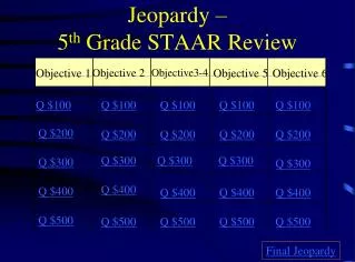 Jeopardy – 5 th Grade STAAR Review