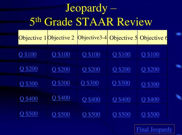 jeopardy 5 th grade staar review