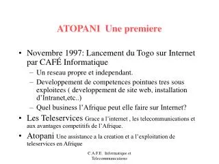 atopani une premiere