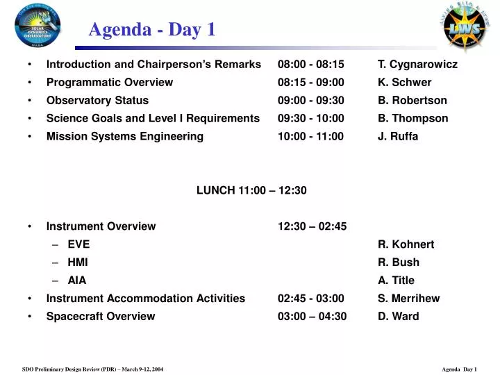 agenda day 1