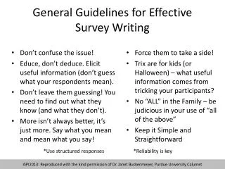 General Guidelines for Effective Survey Writing