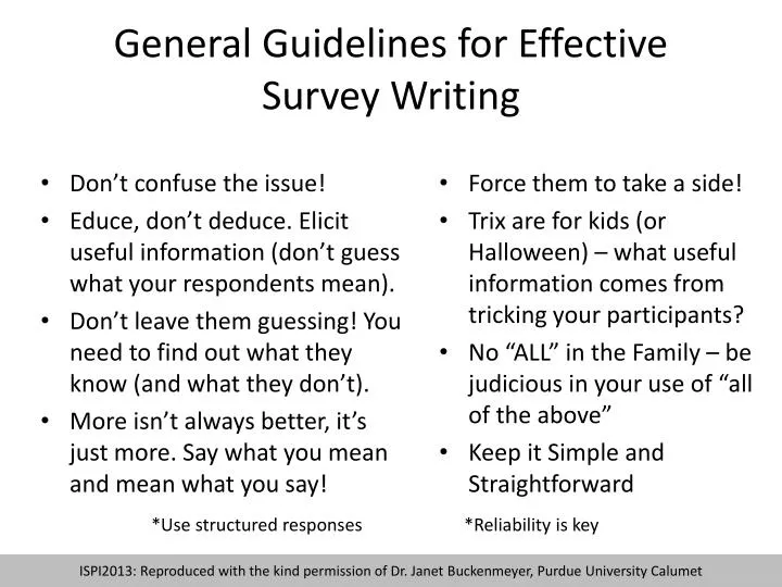 general guidelines for effective survey writing