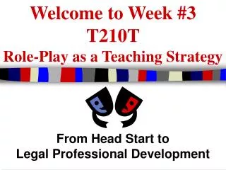 Welcome to Week #3 T210T Role-Play as a Teaching Strategy