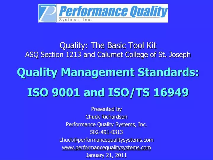 quality the basic tool kit asq section 1213 and calumet college of st joseph