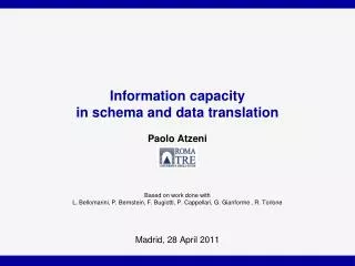 Information capacity in schema and data translation