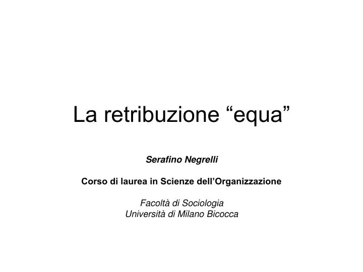 la retribuzione equa