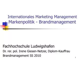 internationales marketing management markenpolitik brandmanagement