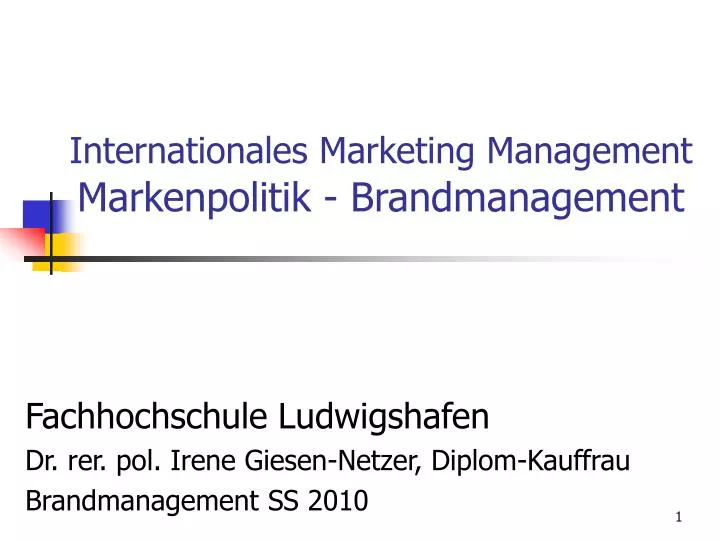 internationales marketing management markenpolitik brandmanagement
