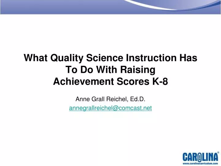 what quality science instruction has to do with raising achievement scores k 8