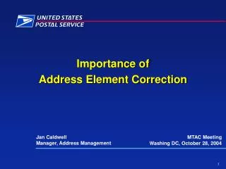 Importance of Address Element Correction