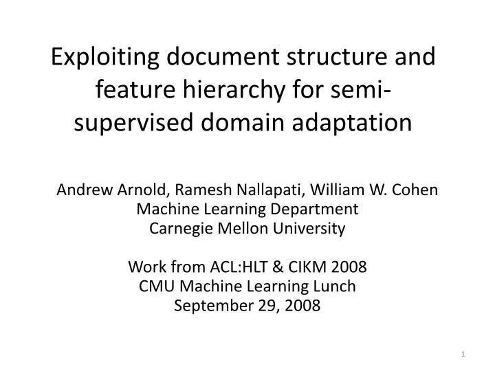 exploiting document structure and feature hierarchy for semi supervised domain adaptation