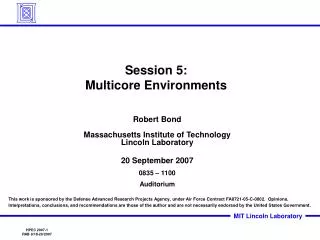 Session 5: Multicore Environments