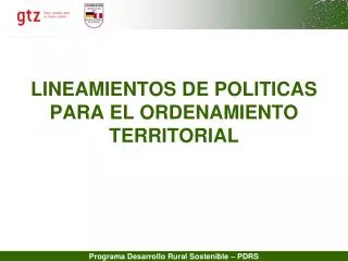 LINEAMIENTOS DE POLITICAS PARA EL ORDENAMIENTO TERRITORIAL